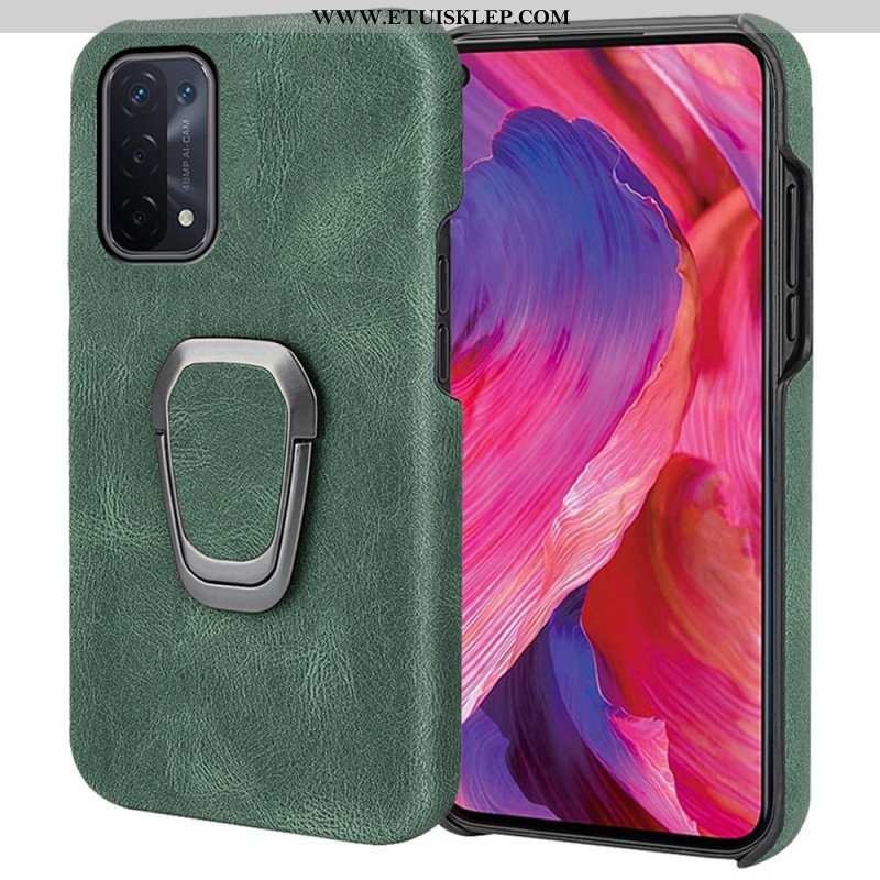 Etui do Oppo A54 5G / A74 5G Uchwyt Na Pierścionek Z Efektem Skóry